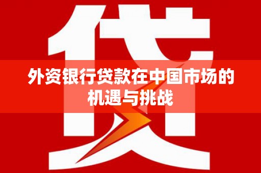 梅州外资银行贷款在中国市场的机遇与挑战