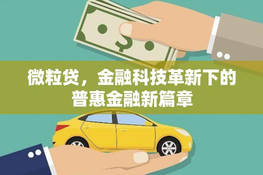 梅州微粒贷，金融科技革新下的普惠金融新篇章