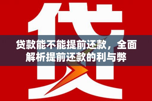 梅州贷款能不能提前还款，全面解析提前还款的利与弊