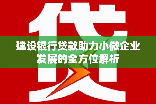 梅州建设银行贷款助力小微企业发展的全方位解析
