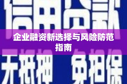梅州企业融资新选择与风险防范指南